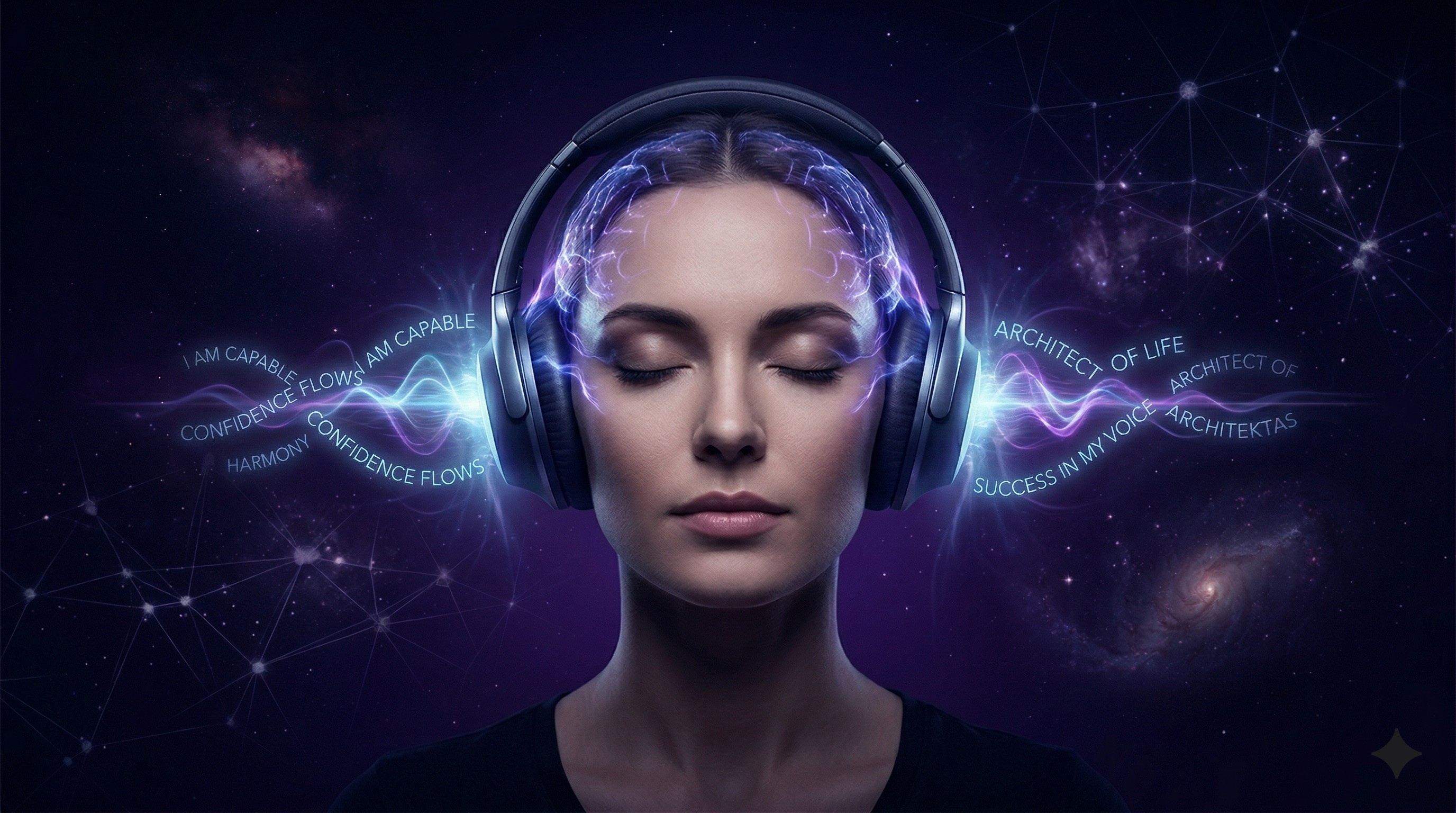 Woman with headphones — neural audio visualization